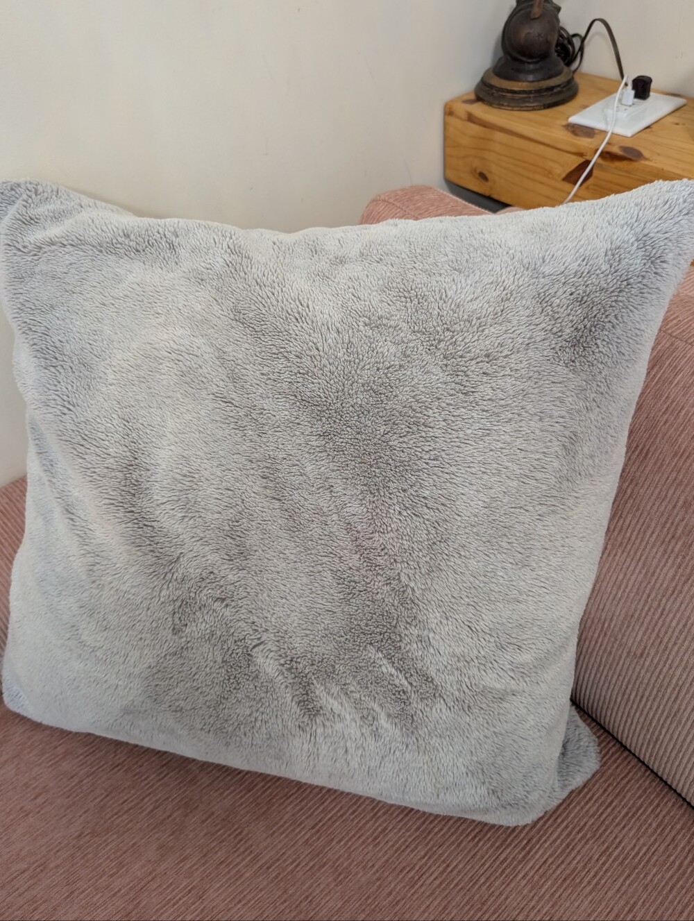 IKEA Faux Fur Accent Pillow in Light Gray